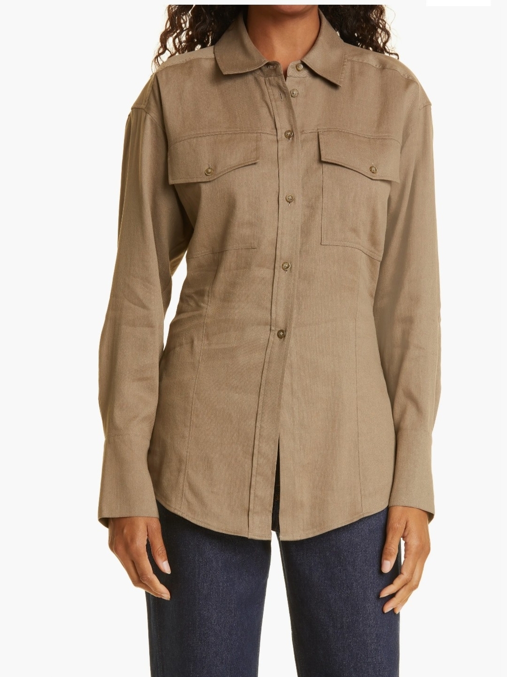 FRAME Cutaway Button-Up Shirt Arie.